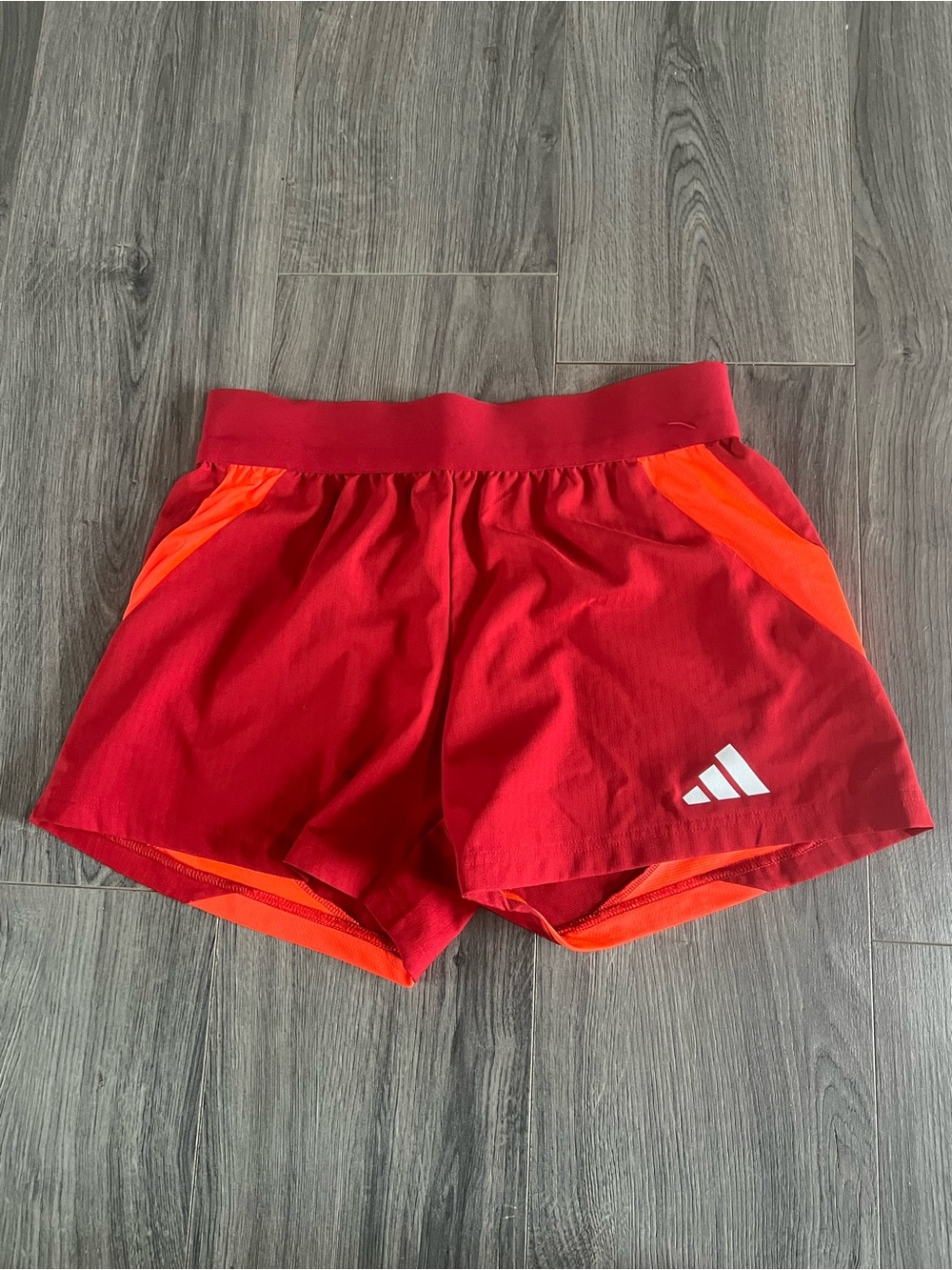 adidas Red Shorts with Orange Trim
